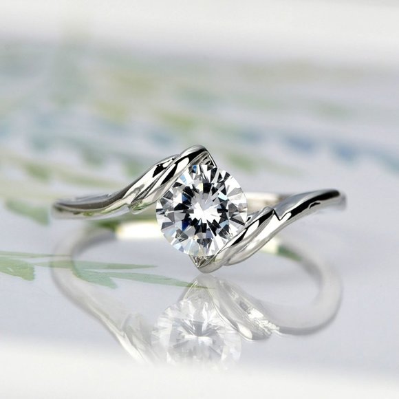 🎁 Refine Pure Gemstone CZ Twisted Engagement Rings for Women, EVGG1269 - Picture 5 of 7